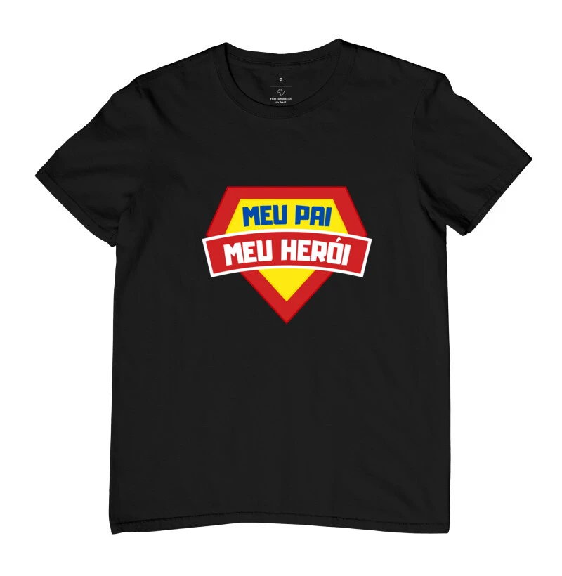 Camiseta Criativa Masculina Dia dos Pais "Meu Herói"