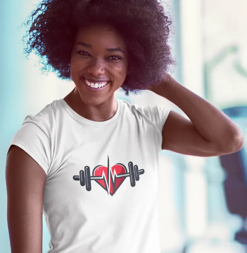 Batimento cardíaco de força V3 | Vida e Poder | Camiseta moderna com design de fitness