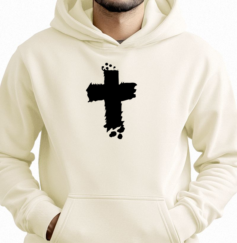 Cruz Minimalista: Moletom com Bolso - Fé e Estilo em Perfeita Harmonia