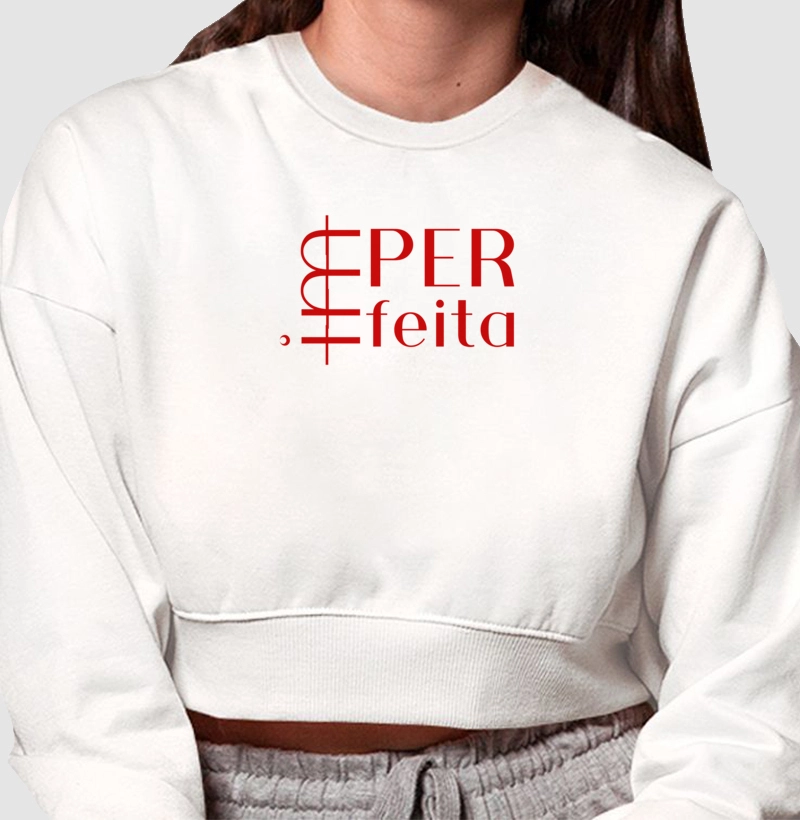 Moletom Cropped IMperfeita estampa vermelha