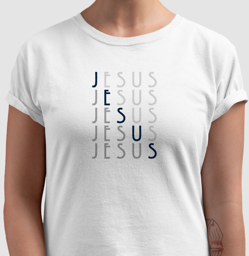 Estampa Jesus Diagonal Branca Fem.