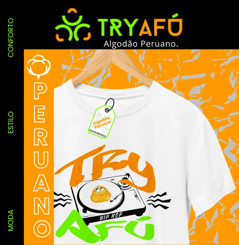 Camiseta Camiseta Algodão - Estampa exclusiva Vibração Hip Hop Try Afú