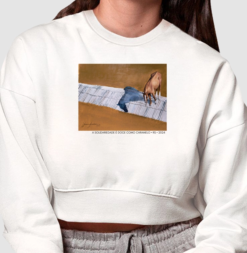 Moletom Cropped Cavalo Caramelo