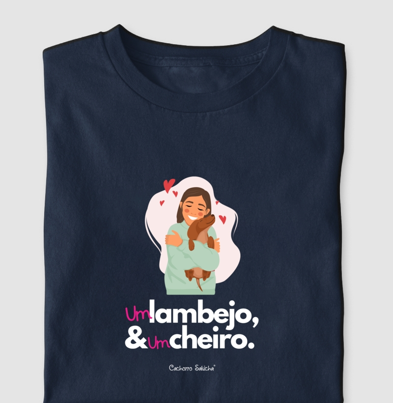 Camiseta Cachorro Salsicha - um lambejo e um cheiro / cores