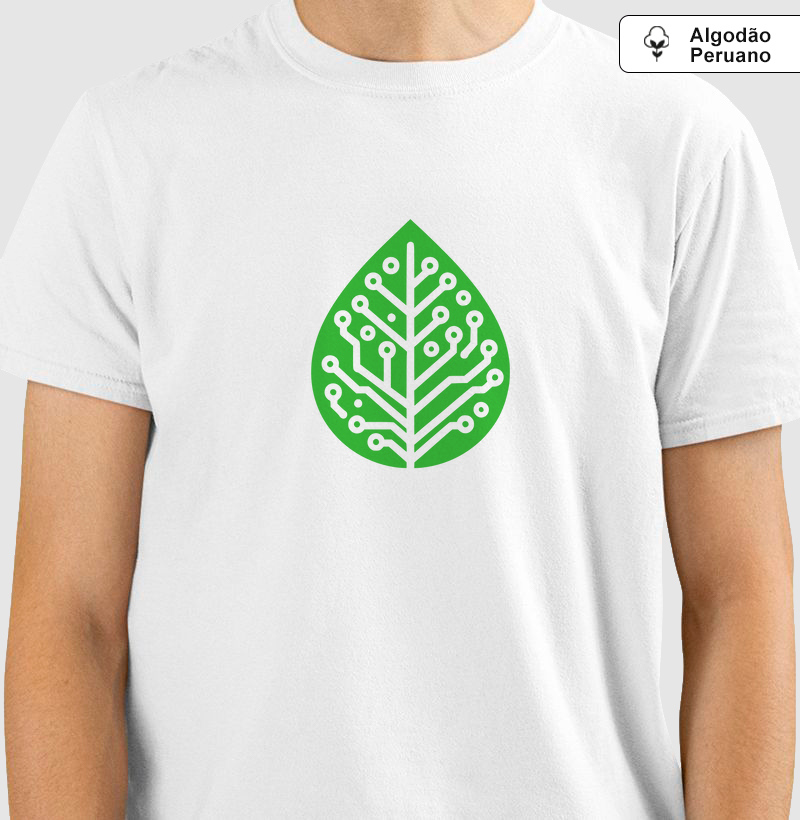 Conexão Verde: Camiseta em Algodão Peruano - Estampa Tech Sustentável