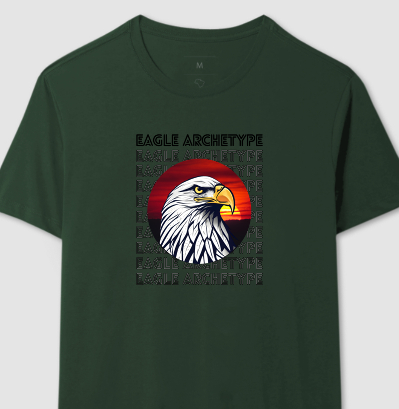 Camiseta Masculina Arquétipo da Águia Transcendência letras Pretas