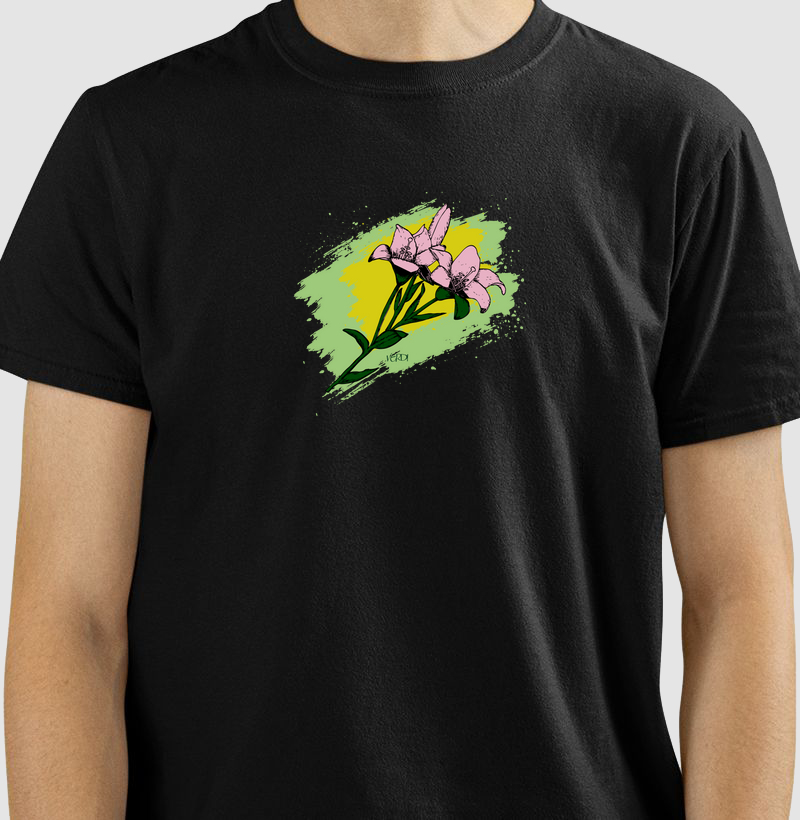 Camiseta flor lírio rosa