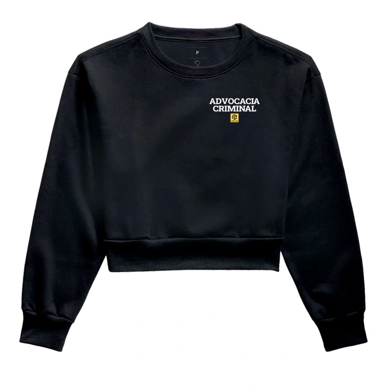 Moletom cropped "advocacia criminal"