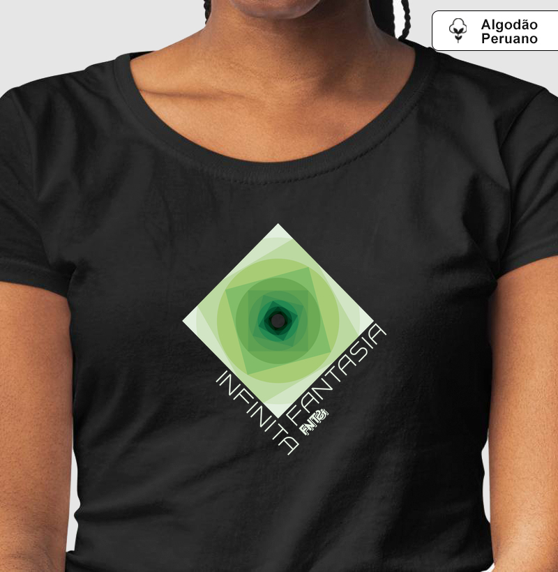 T-SHIRT "INFINITA FANTASIA" / VERDE ESTAMPA MÉDIA (ALGODÃO PERUANO)