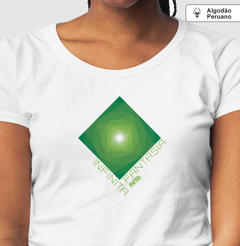 T-SHIRT "INFINITA FANTASIA" / VERDE - ESTAMPA MÉDIA (ALGODÃO PERUANO)
