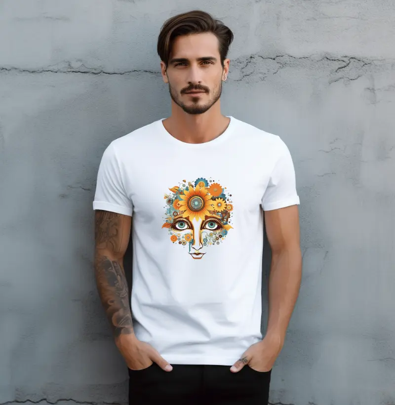 Camiseta Rosto floral Solarpunk