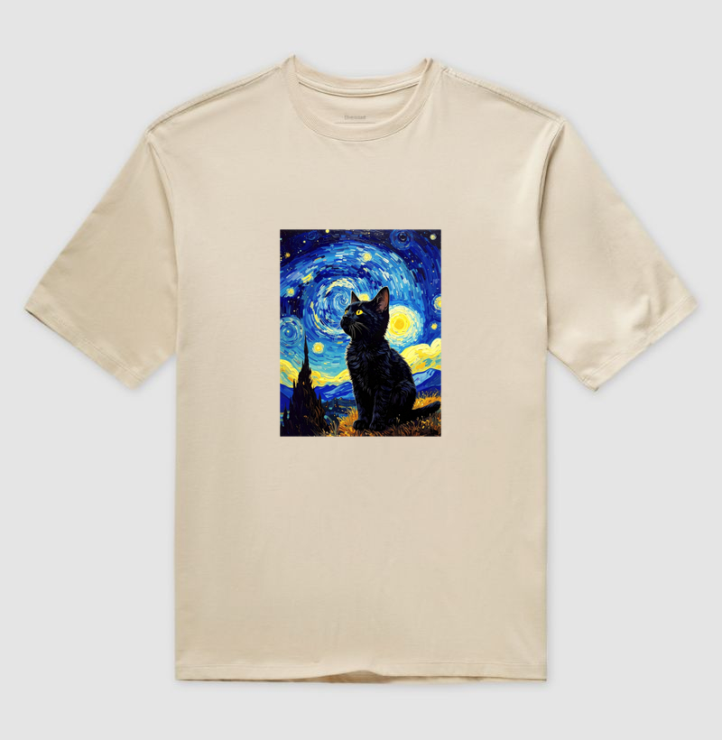 Gatinho e a Noite Estrelada Van Gogh