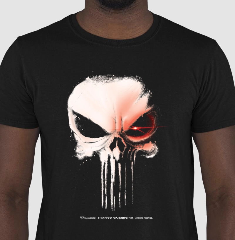 Camisa Caveira Brush Red Eyes Preta Masculina