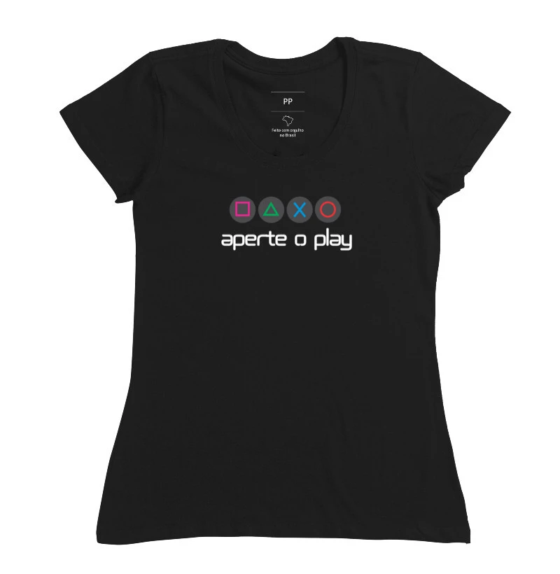 Camiseta feminina Aperte o play