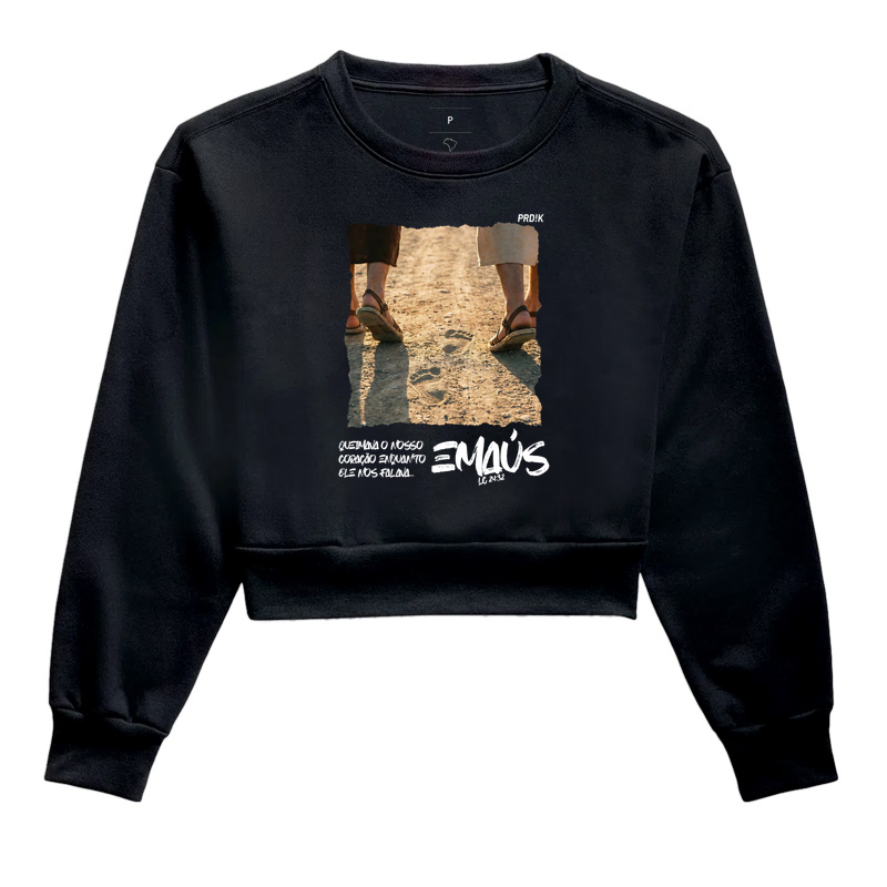 Moletom Cropped com Estampa - Emaús