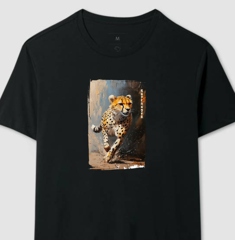 Cheetah, a Flecha da Savana. Camiseta Supernova Estampada 