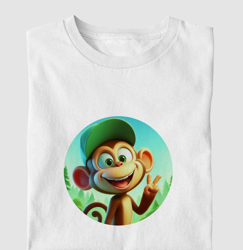 camiseta branca macaco florestal