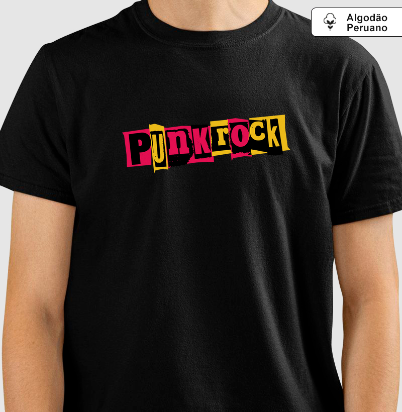 Camiseta “Punk Rock” em Algodão Peruano