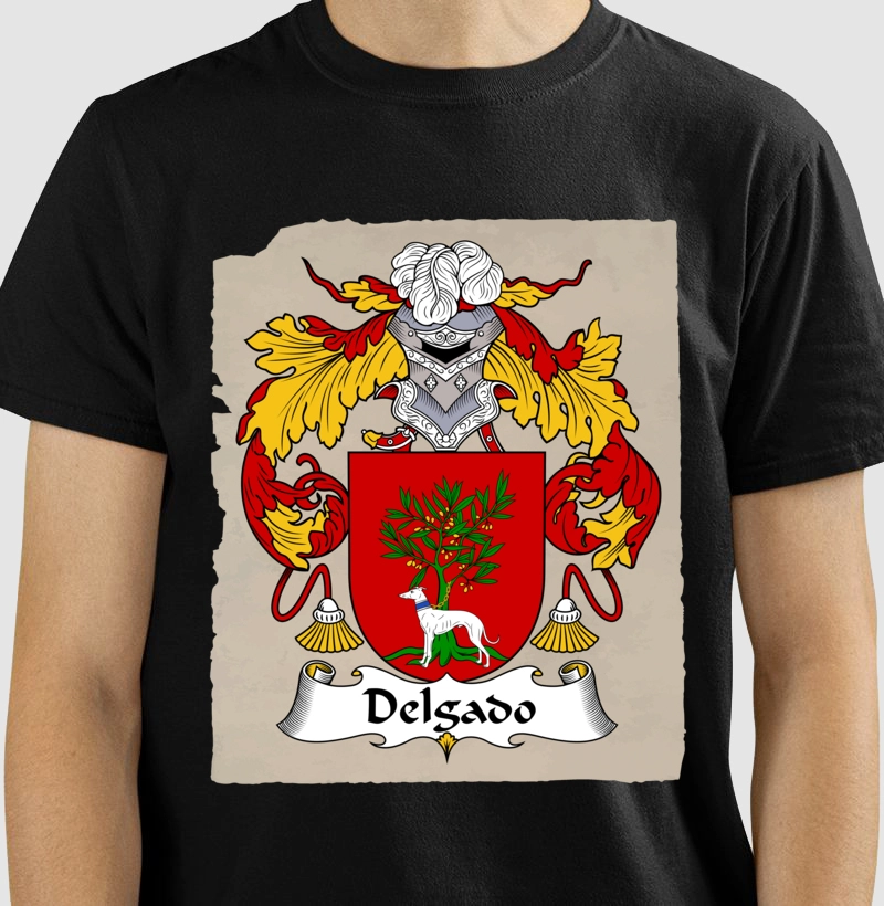 Camiseta Brasão Família Delgado Sobrenome Símbolo 