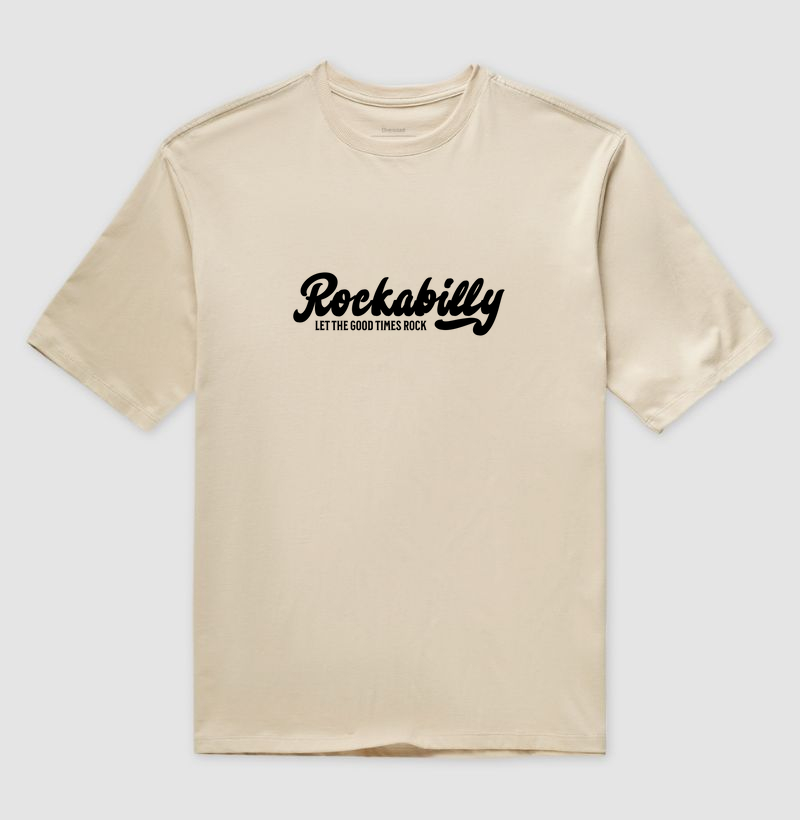 Camiseta Oversized “Rockabilly - Let The Good Times Rock” em Algodão Peruano