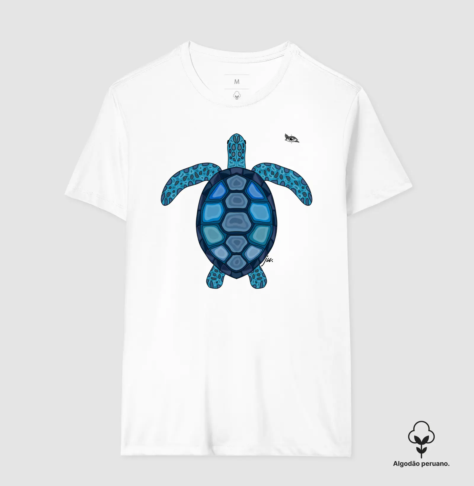 Camiseta Algodão Peruano Tartaruga Azul