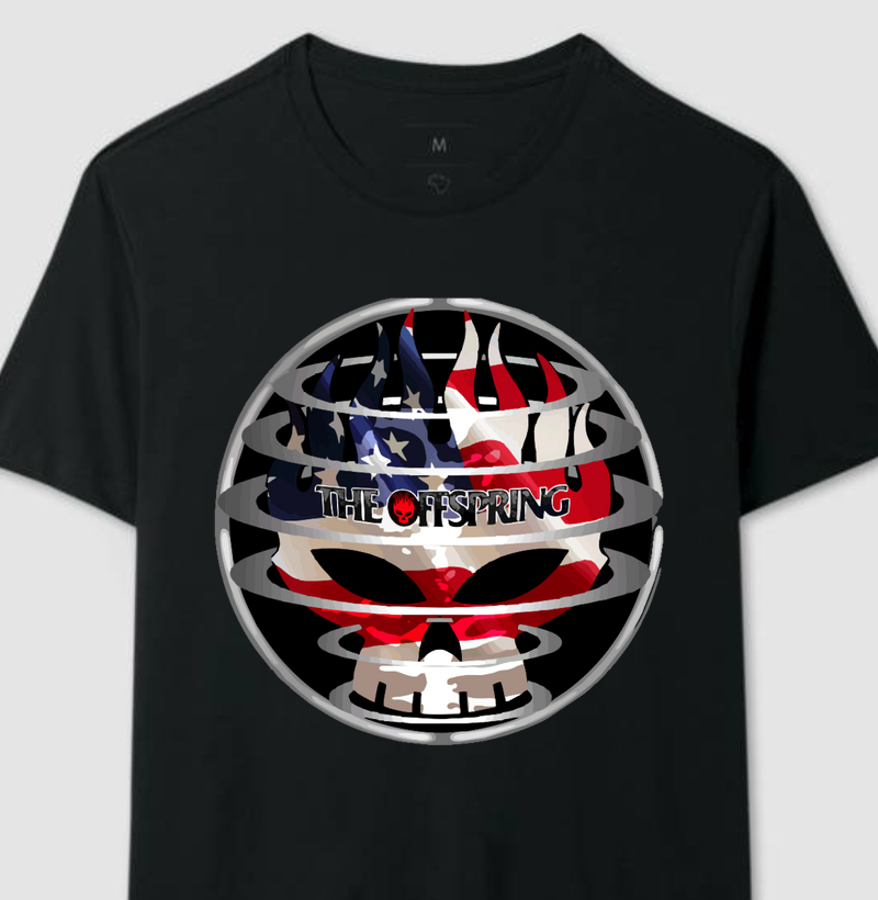 Camiseta The Offspring - Crânio Bandeira Americana