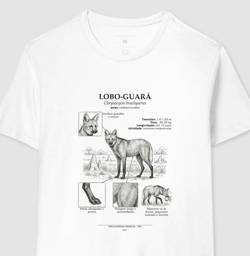 Camiseta Lobo-Guará | Coleção Enciclopédia Tropical