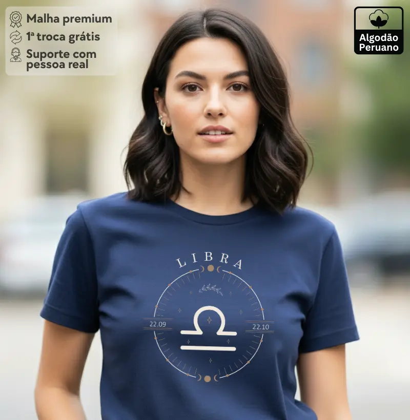 Camiseta Zodíaco Libra - Algodão Peruano