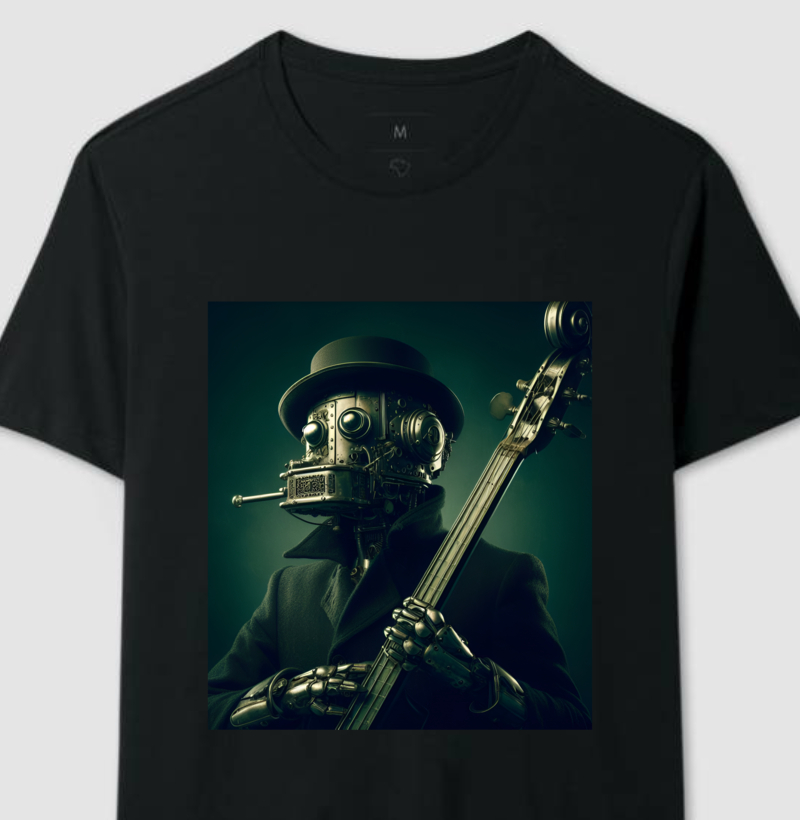 Camiseta iArt Musical Retro Futurística Bass Robot