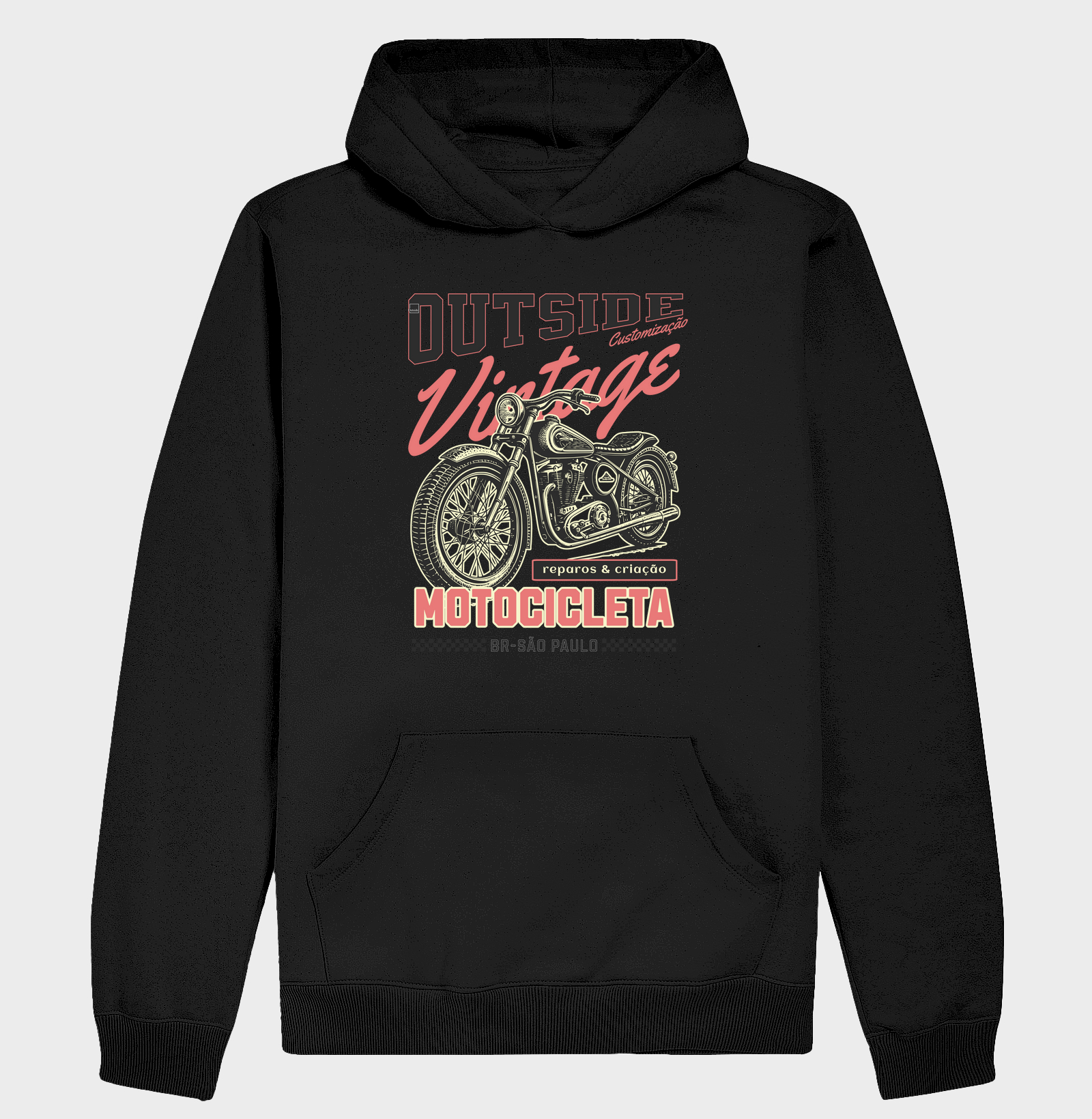  Moletom Canguru - Vintage Motocicleta
