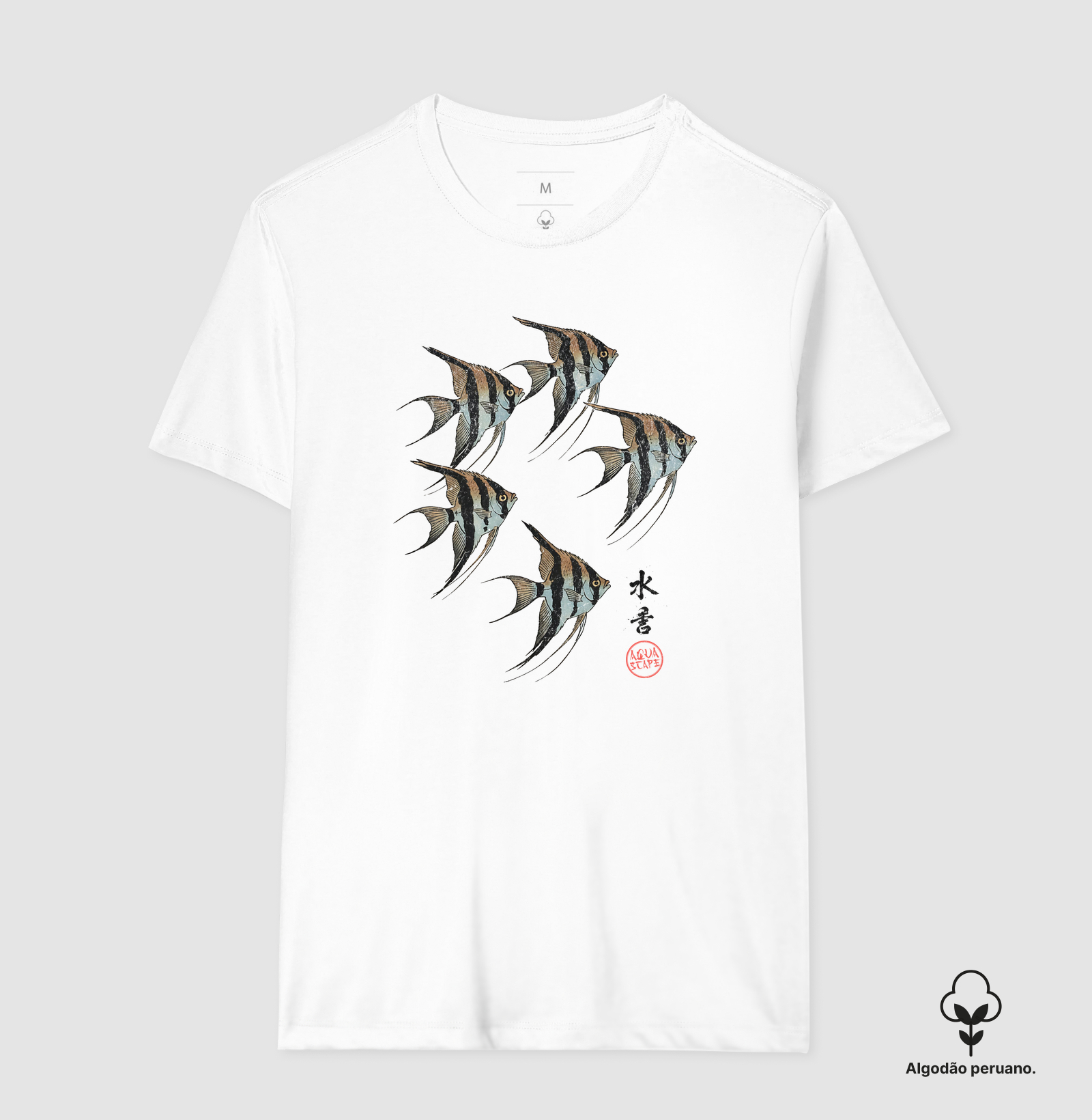 Camiseta Acará Bandeira Altum - Estilo Xilogravura Japonesa