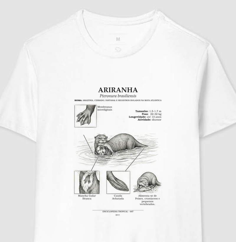 Camiseta Ariranha Vintage | Coleção Enciclopédia Tropical