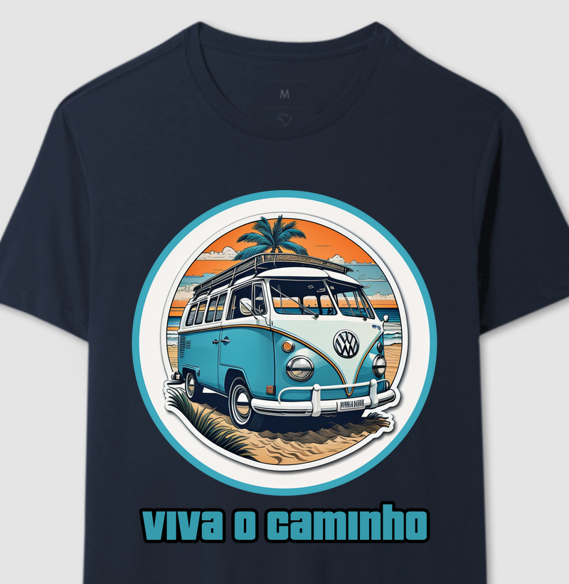 Camisa Estampa Kombi Vintage na Praia Viva o Caminho