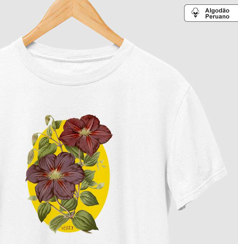 Flor vermelha e fundo amarelo