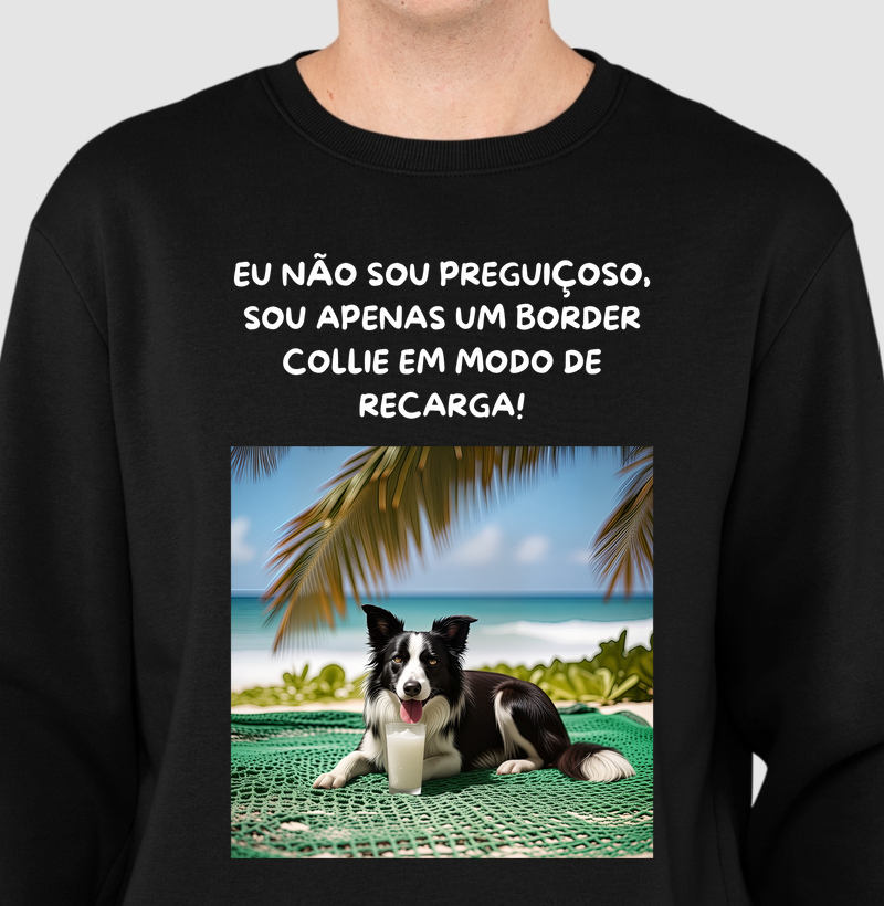 Border collie em modo recarga