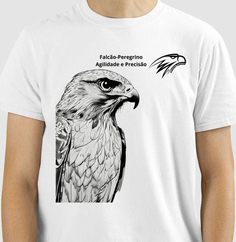 Camiseta Masculina Arquétipo Falcão-peregrino Logo Falcon Custom cor Preta