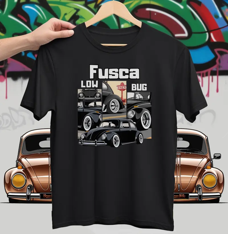 Camiseta Fusca Preto montagem