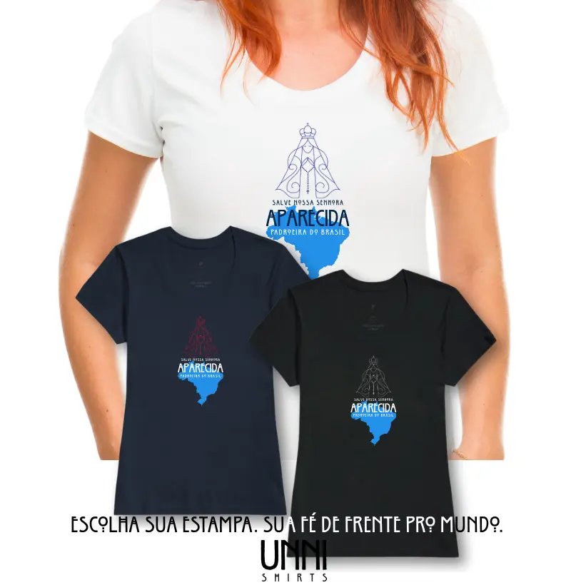 Estampa N.S Aparecida Padroeira do Brasil Branca Fem.
