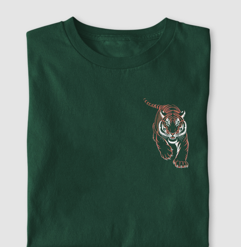 Camiseta "Tigre Guardião" - Estilo Japonês Minimalista