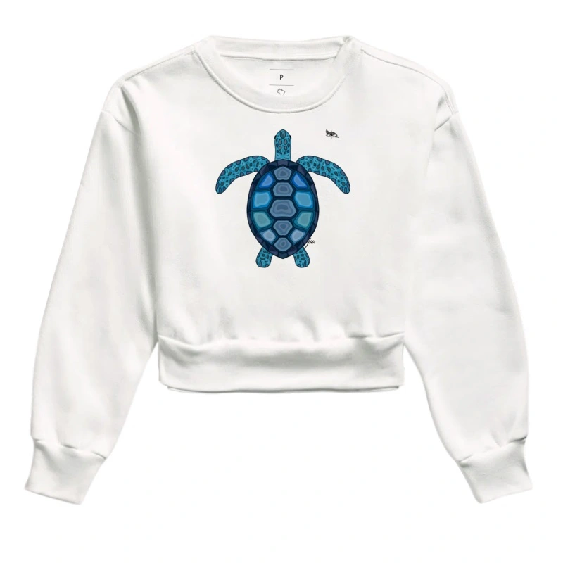 Moletom Cropped Tartaruga Azul