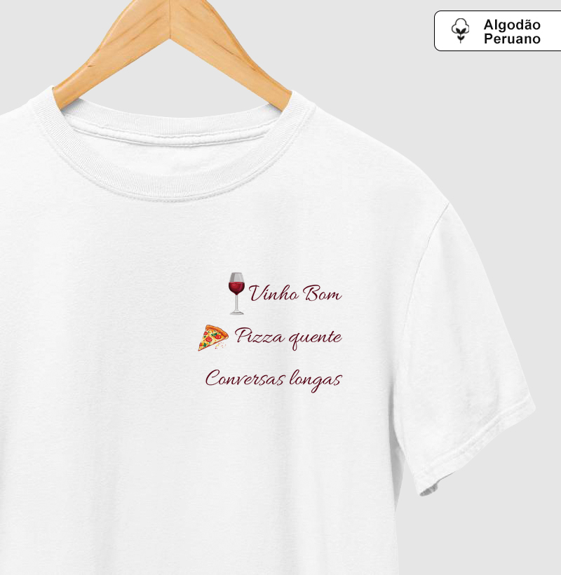 Camiseta Vinho e Pizza