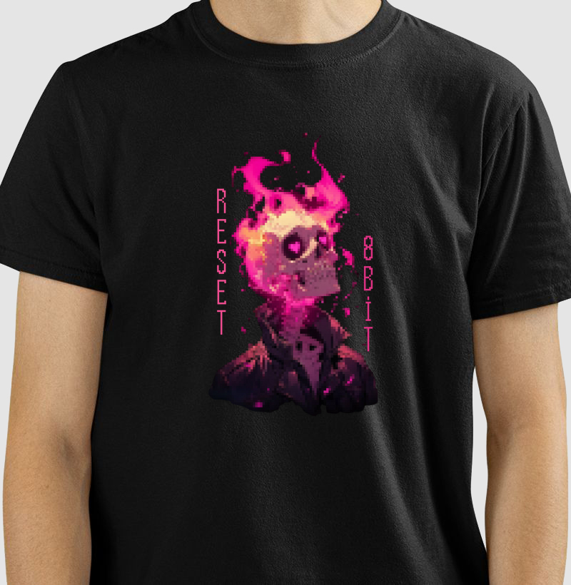 Camiseta Caveira Apaixonada Reset8Bit