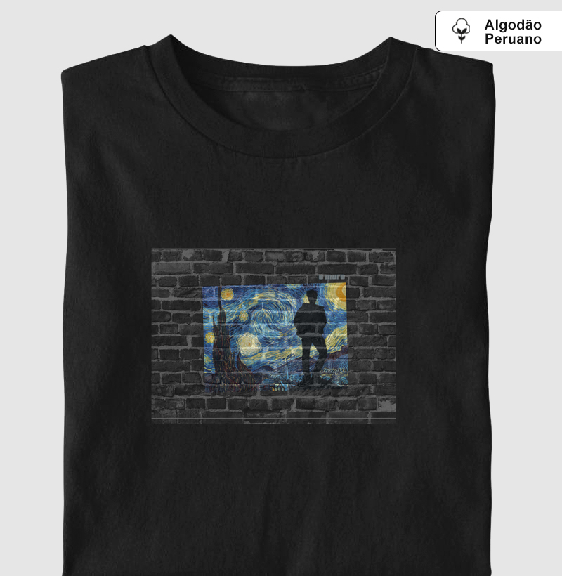 camiseta  algodão peruano | a noite estrelada no muro