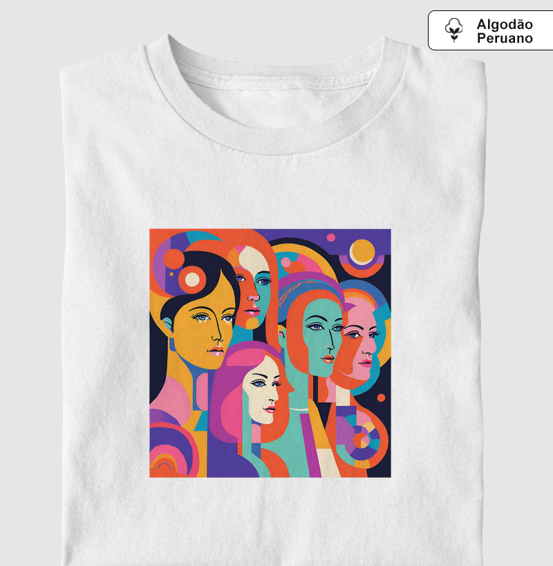 Mosaico mulheres. Camiseta premium de algodão peruano.