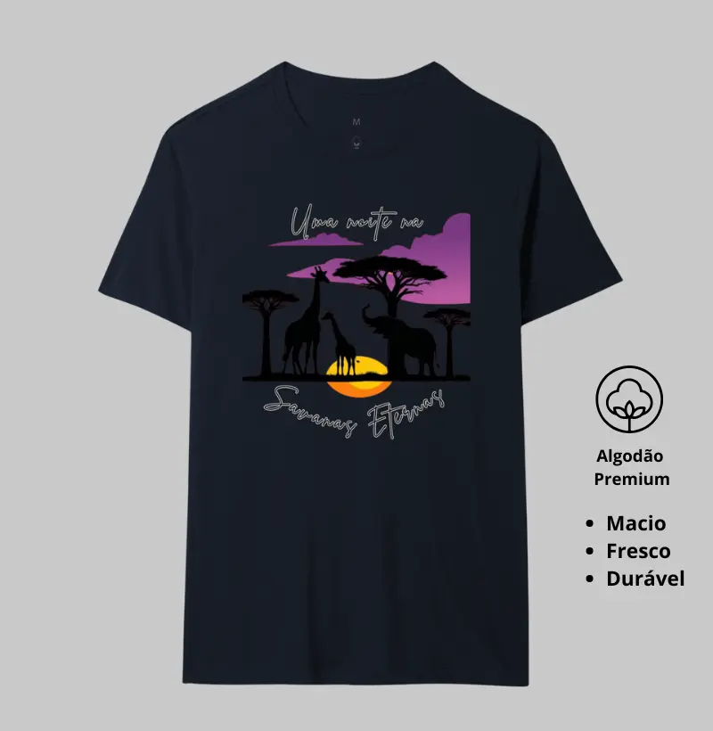 Camiseta Animalis Noite na Savana 100% Algodão Peruano