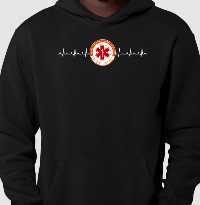 Moletom Canguru - Logo SAMU + Eletrocardiograma