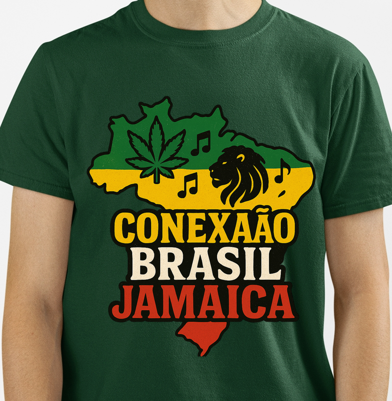 camiseta algodão estampa Reggae conexão jamaica