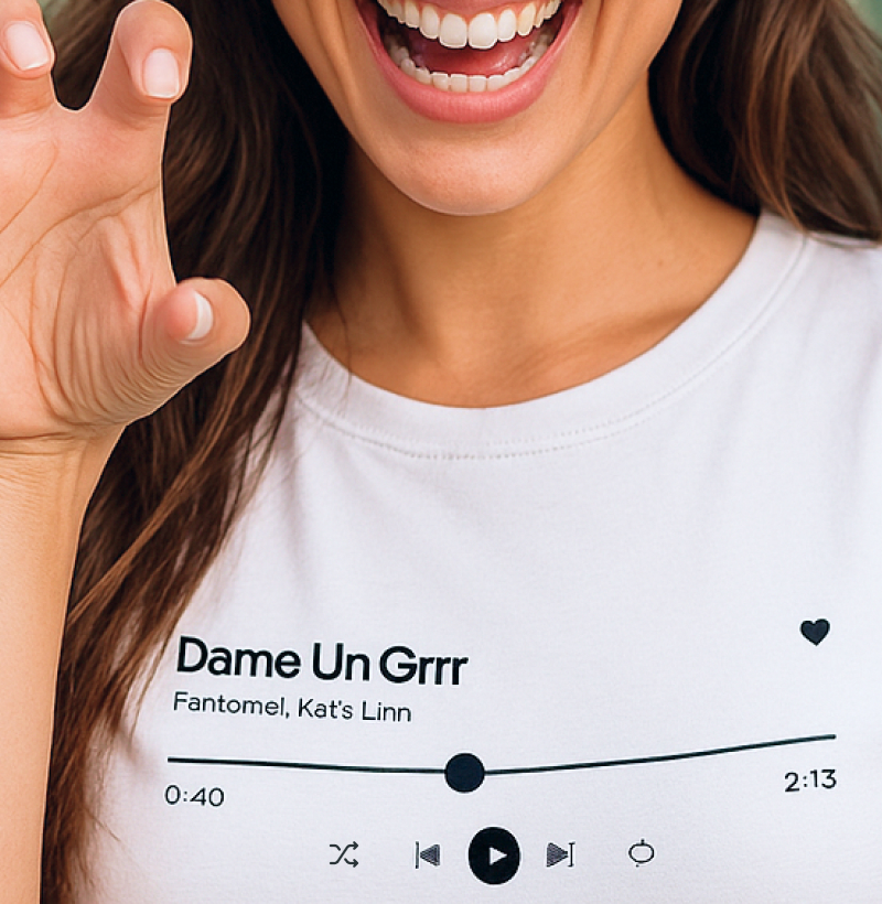 Camiseta música Spotify “Dame Un Grrr” – Fantomel & Kate Linn (PP ao 4G)