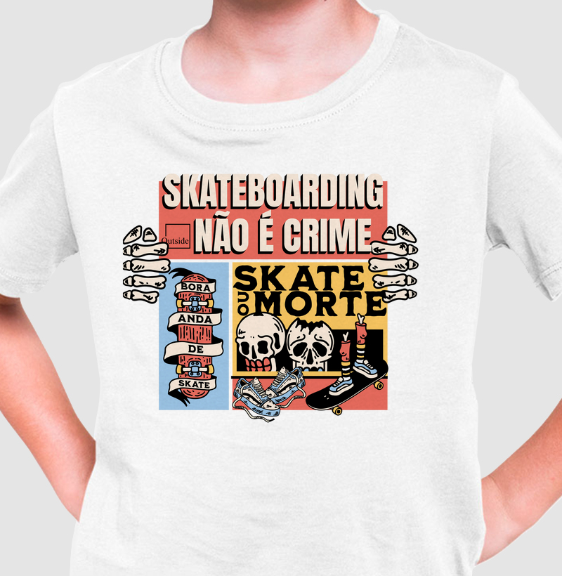 Comiseta Infantil - SkateBoarding não é crime 