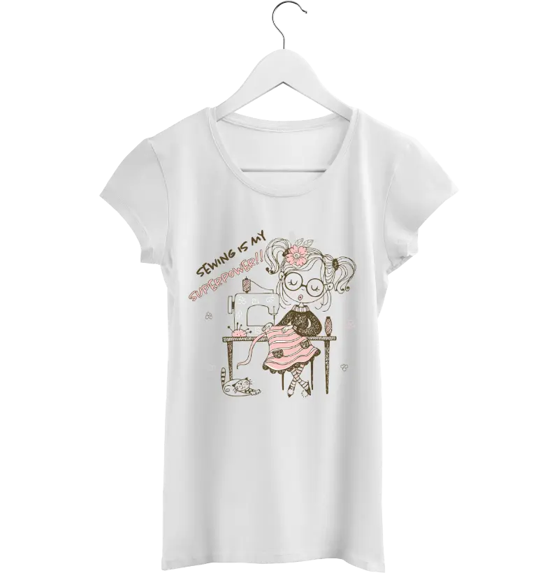 Sewing is my superpower rosa e cinza